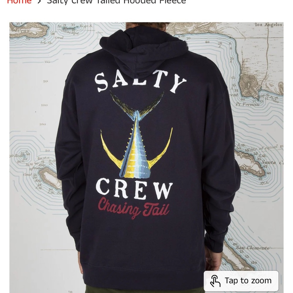 SALTY CREW Tail Hoodie Sweatshirt MEDIUM Mens Black Tuna Size M